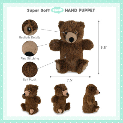 SUPER SOFT PLUSH HAND PUPPET - BROWN BEAR
