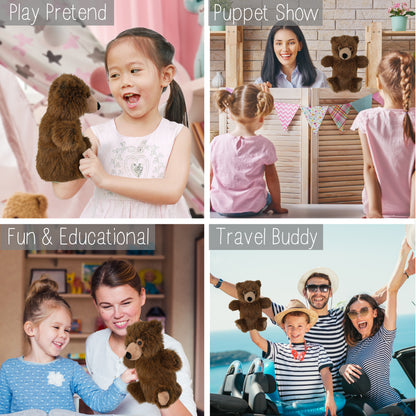 SUPER SOFT PLUSH HAND PUPPET - BROWN BEAR