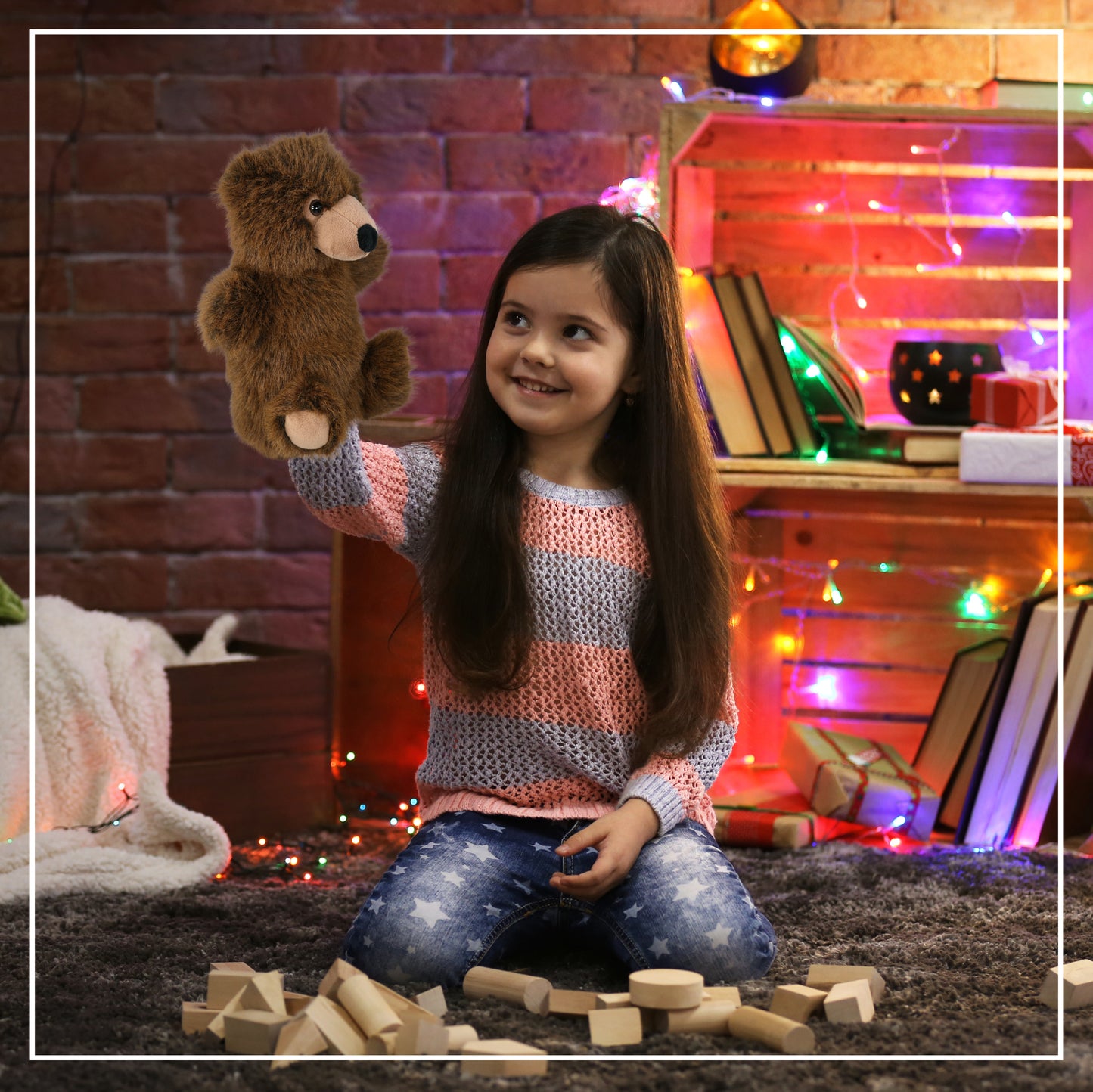 SUPER SOFT PLUSH HAND PUPPET - BROWN BEAR