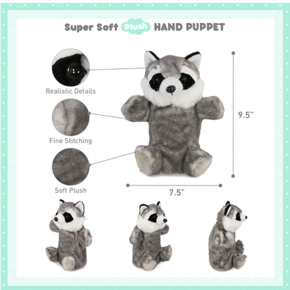 SUPER SOFT PLUSH HAND PUPPET - RACCOON