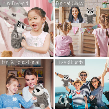 SUPER SOFT PLUSH HAND PUPPET - RACCOON