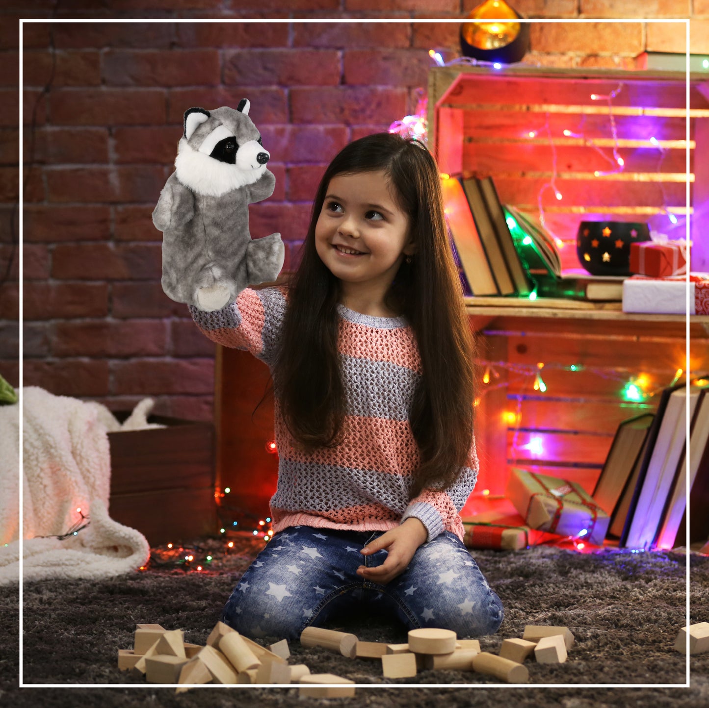 SUPER SOFT PLUSH HAND PUPPET - RACCOON