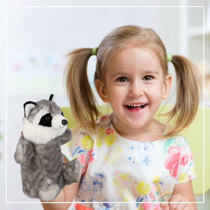SUPER SOFT PLUSH HAND PUPPET - RACCOON