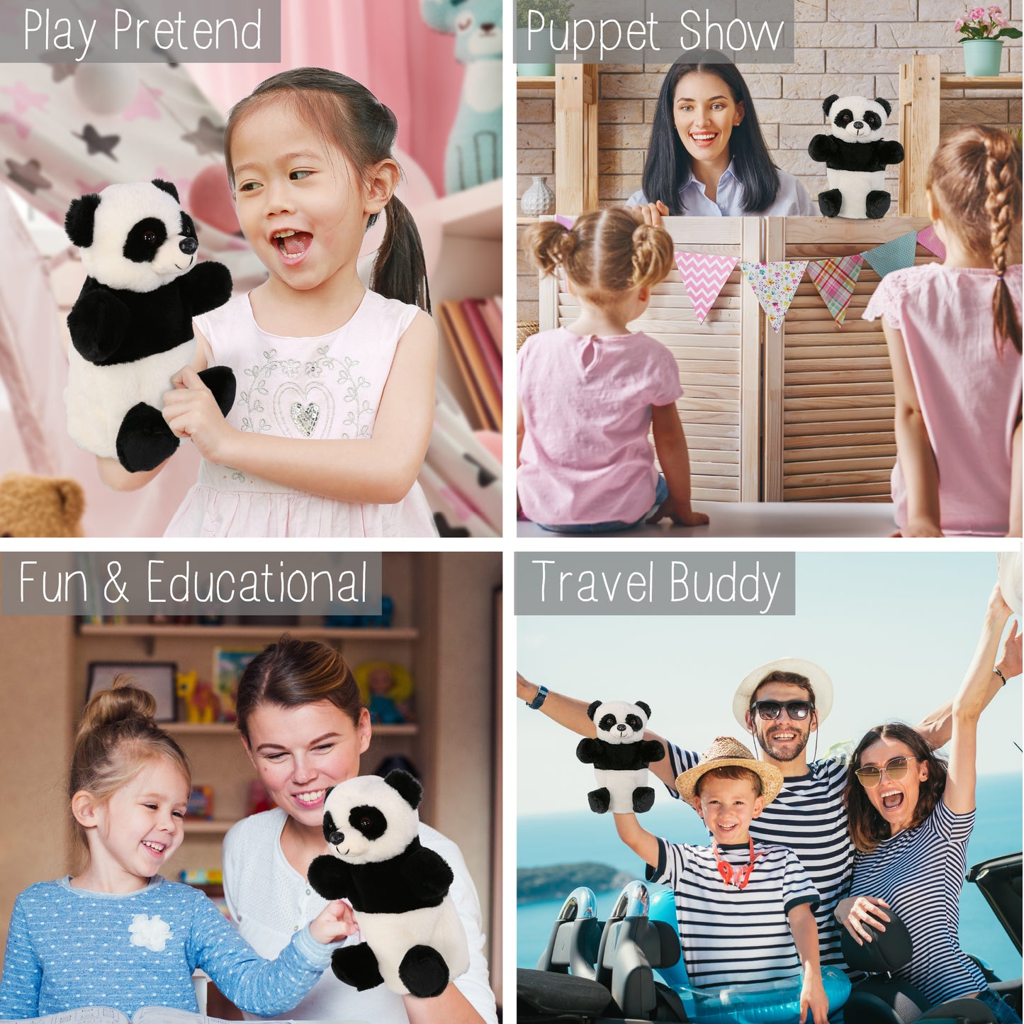 SUPER SOFT PLUSH HAND PUPPET - PANDA