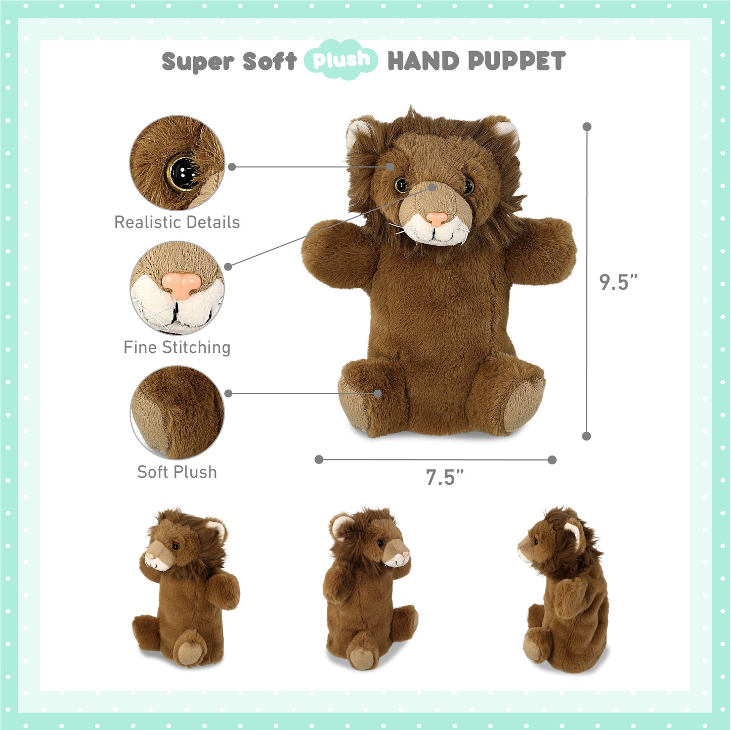 SUPER SOFT PLUSH HAND PUPPET - LION