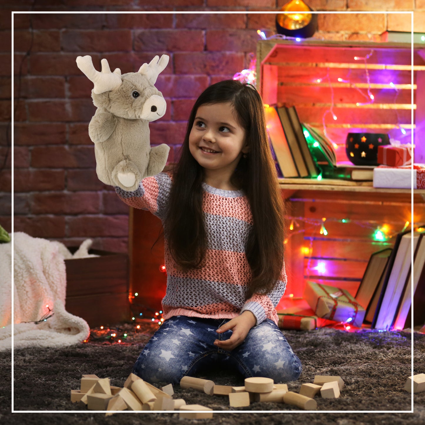SUPER SOFT PLUSH HAND PUPPET - REINDEER