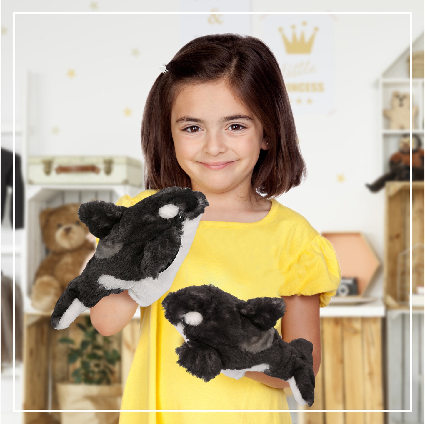 SUPER SOFT PLUSH HAND PUPPET - KILLER WHALE