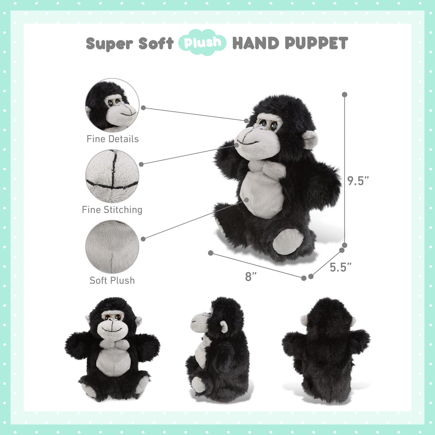 SUPER SOFT PLUSH HAND PUPPET - GORILLA