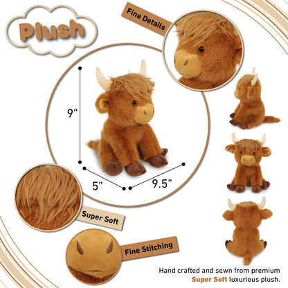 SUPER SOFT PLUSH - STANDING HIGHLAND COW 9"