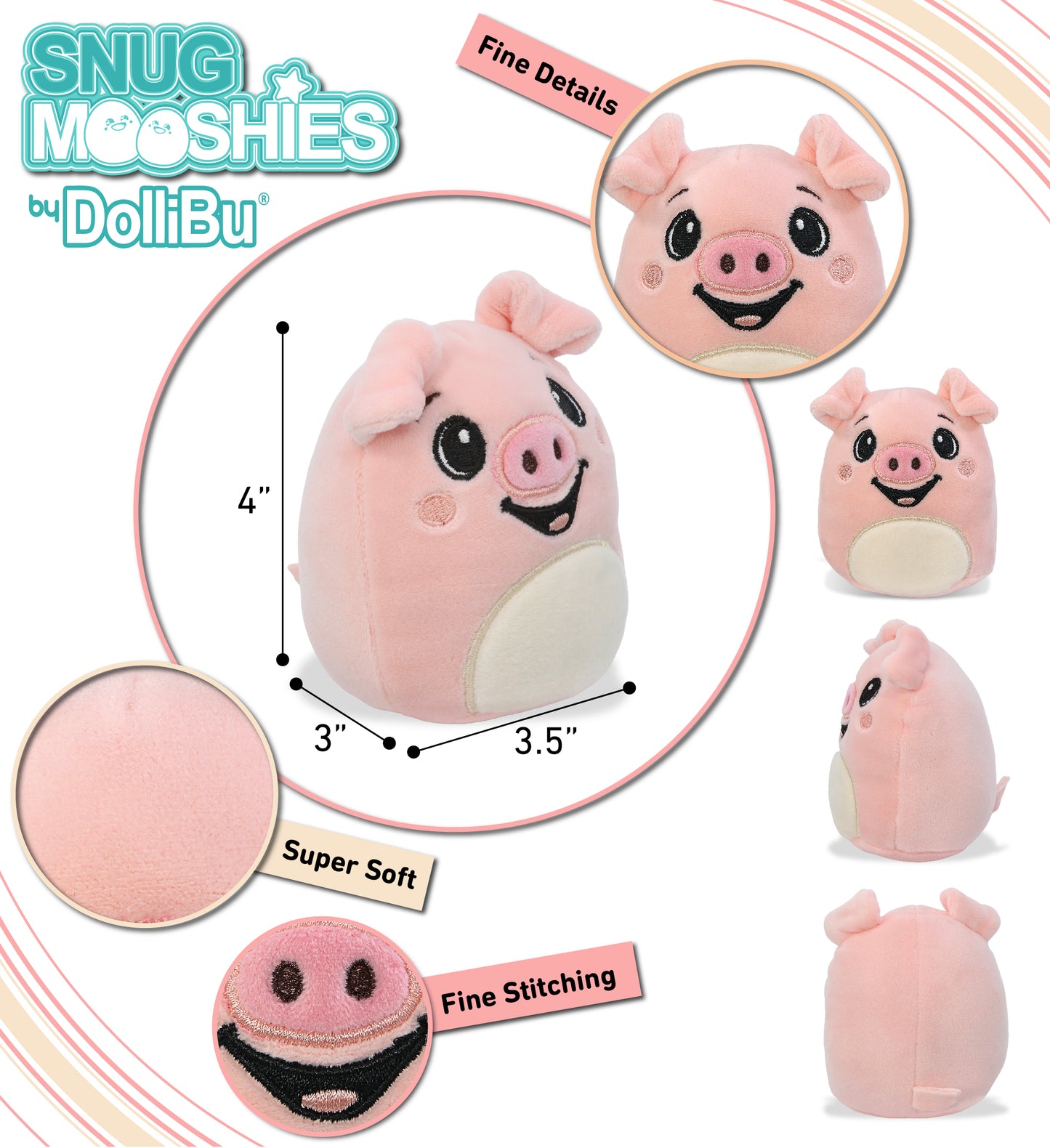 SNUG-MOOSHIES PLUSH - PIG 4"
