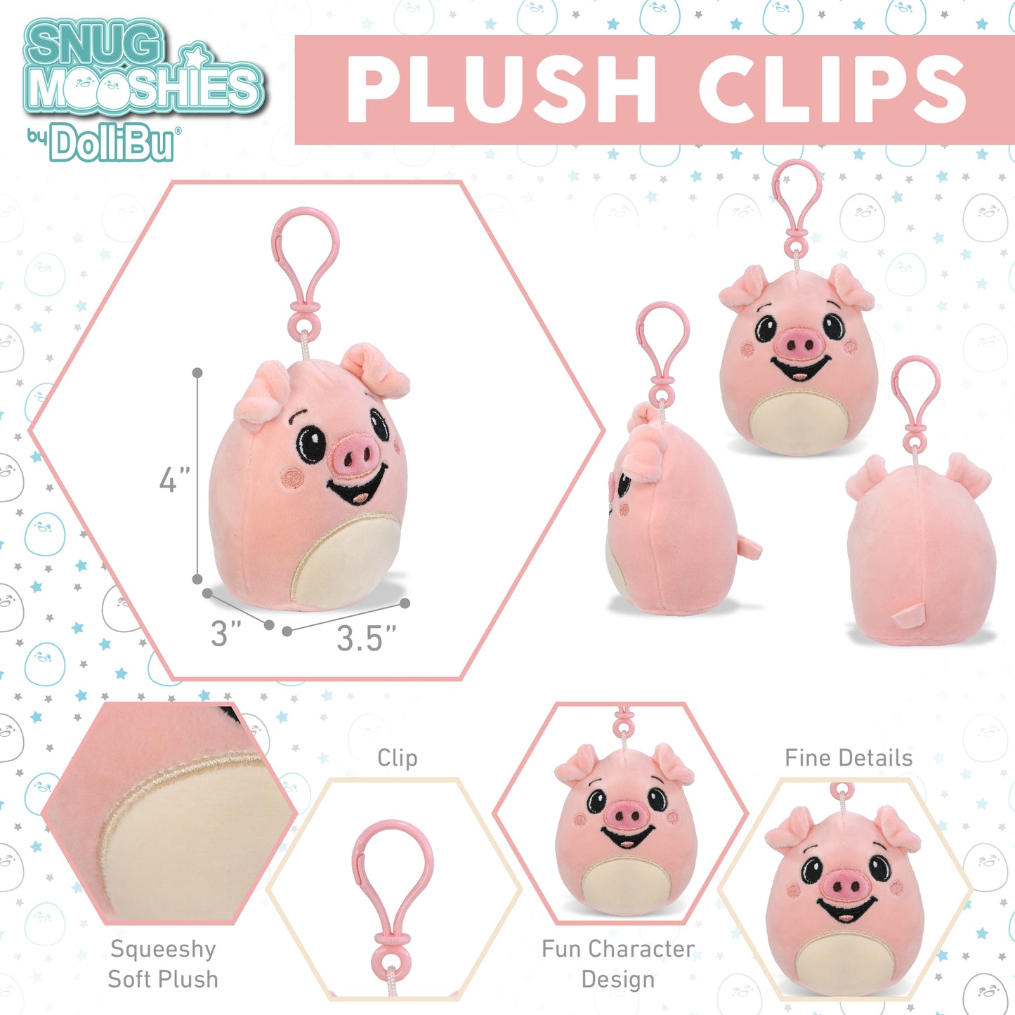 SNUG-MOOSHIES PLUSH CLIPS - PIG