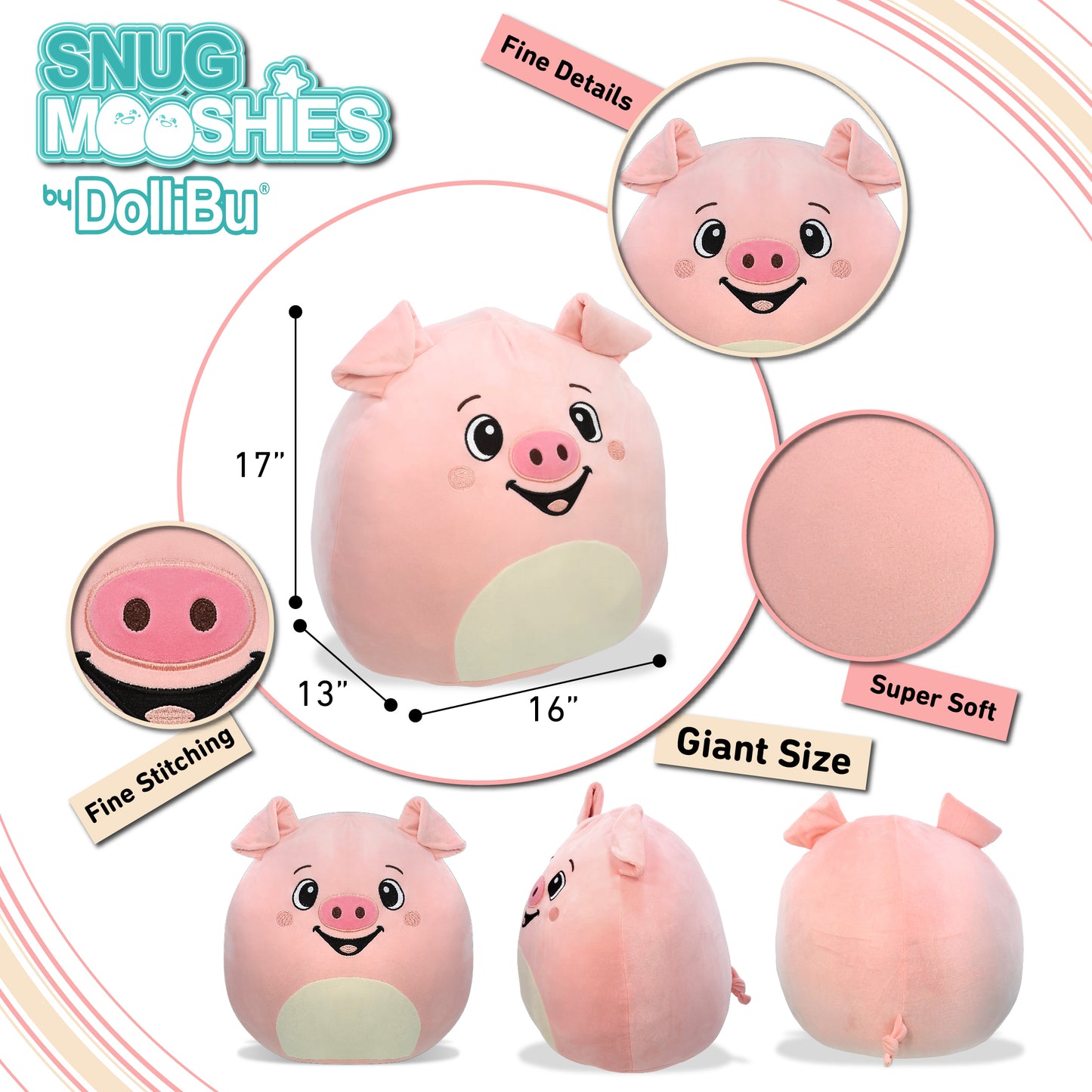 SNUG-MOOSHIES PLUSH - PIG 17"