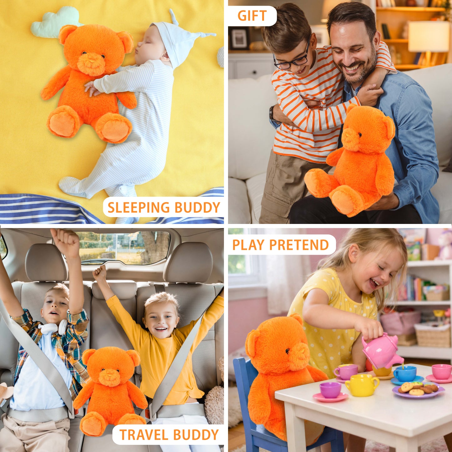 SUPER-SOFT PLUSH - ORANGE BEAR 10"