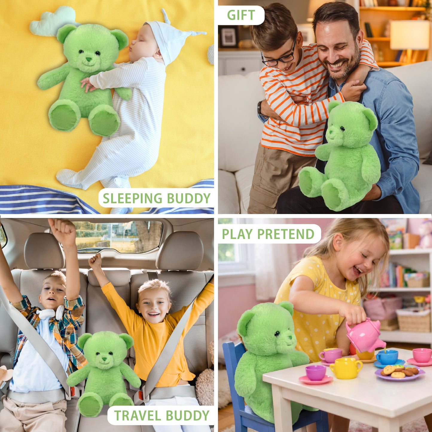 SUPER-SOFT PLUSH - GREEN BEAR 10"