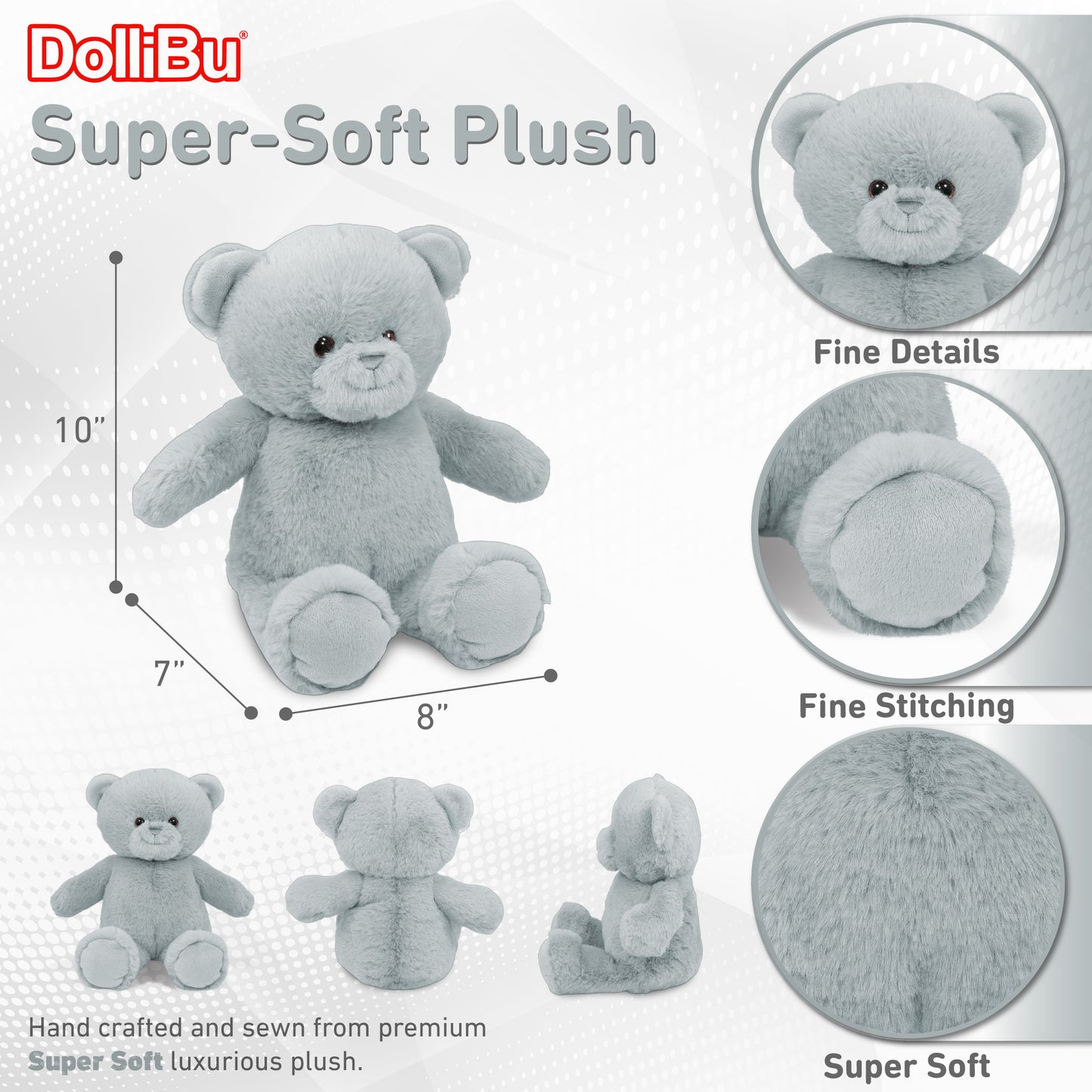 SUPER-SOFT PLUSH - GREY BEAR 10"
