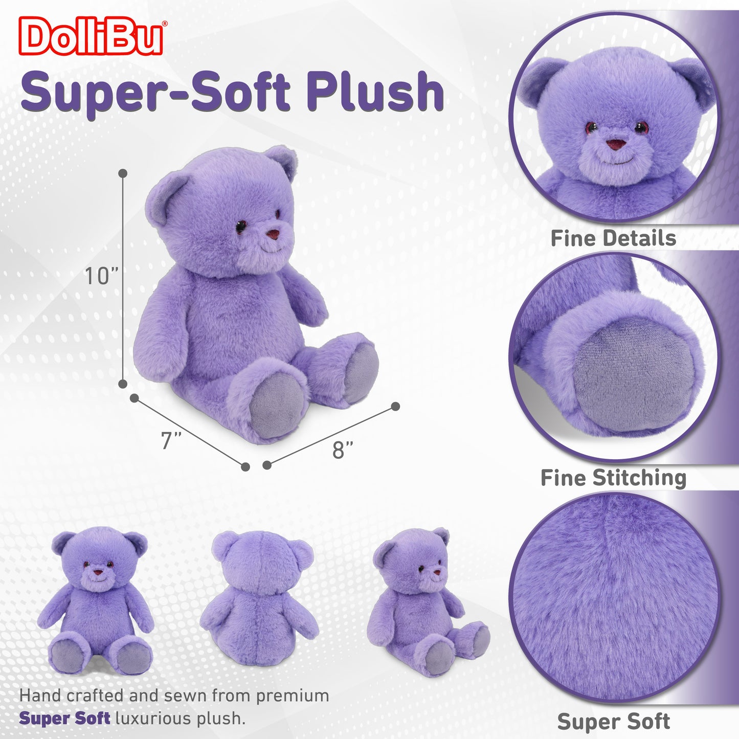 SUPER-SOFT PLUSH - PURPLE BEAR 10"