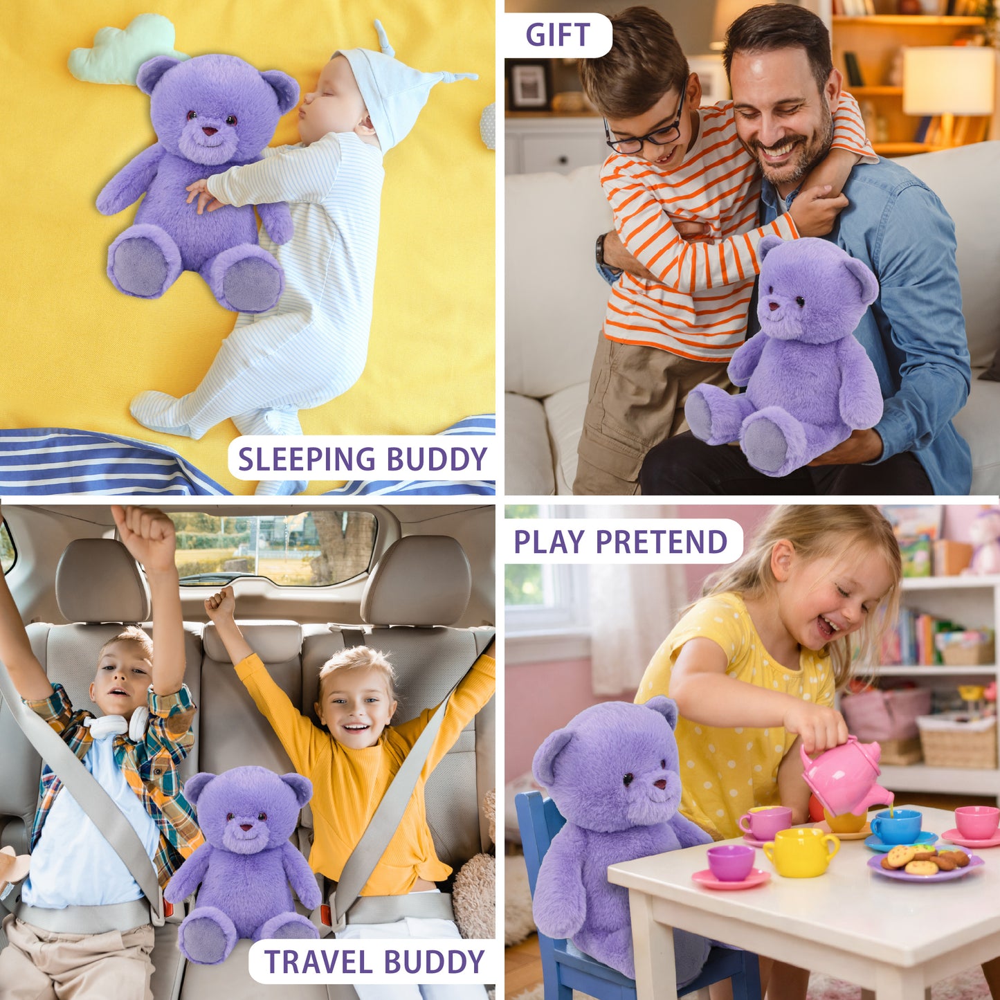 SUPER-SOFT PLUSH - PURPLE BEAR 10"
