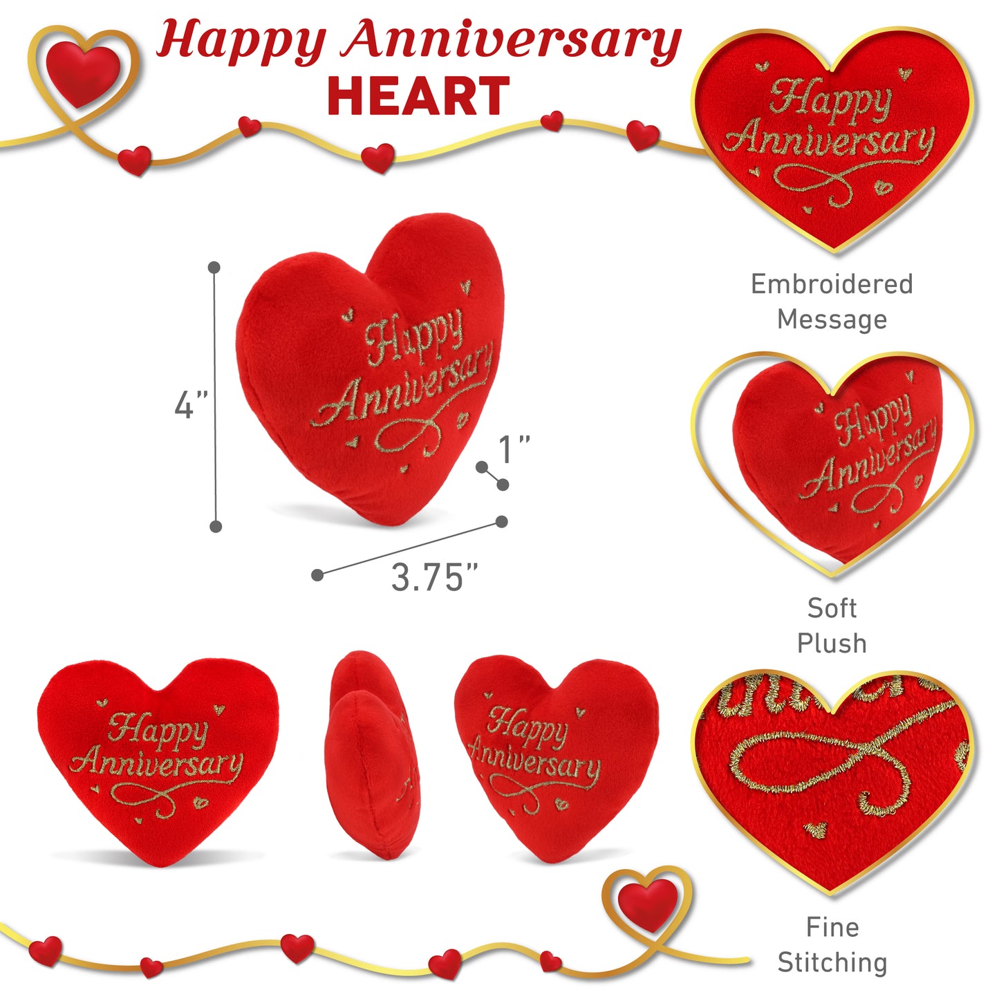 PLUSH - HAPPY ANNIVERSARY HEART 4"