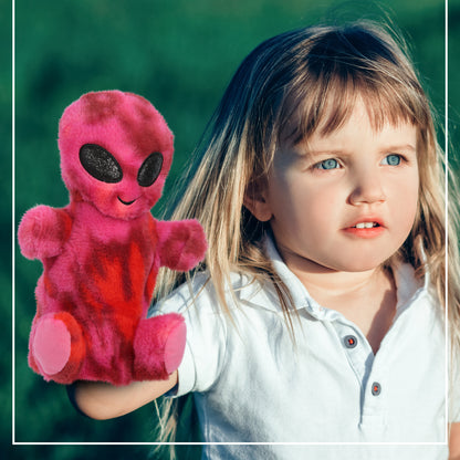 SUPER SOFT PLUSH HAND PUPPET - PINK TIE-DYE ALIEN