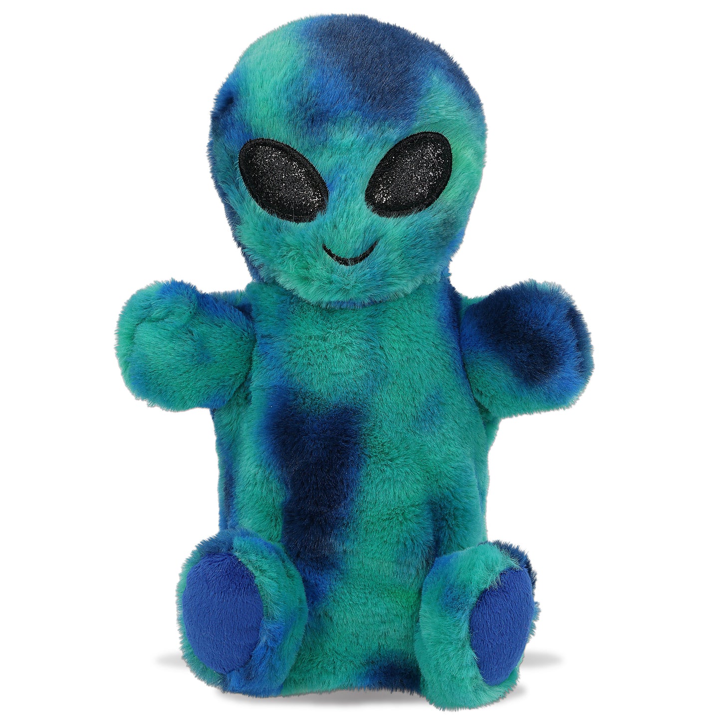 SUPER SOFT PLUSH HAND PUPPET - BLUE TIE-DYE ALIEN
