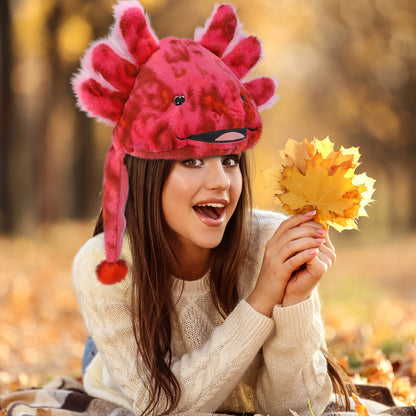 SUPER SOFT PLUSH HAT - PINK TIE-DYE AXOLOTL