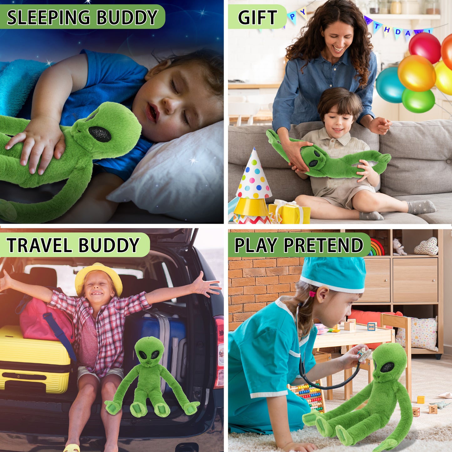 SUPER SOFT PLUSH - LONG ARM HANGING ALIEN