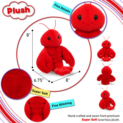 SUPER SOFT PLUSH - SITTING LOBSTER 8" - LONG FUR