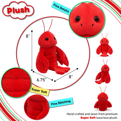 SUPER SOFT PLUSH - SITTING LOBSTER 8" - SHORT FUR
