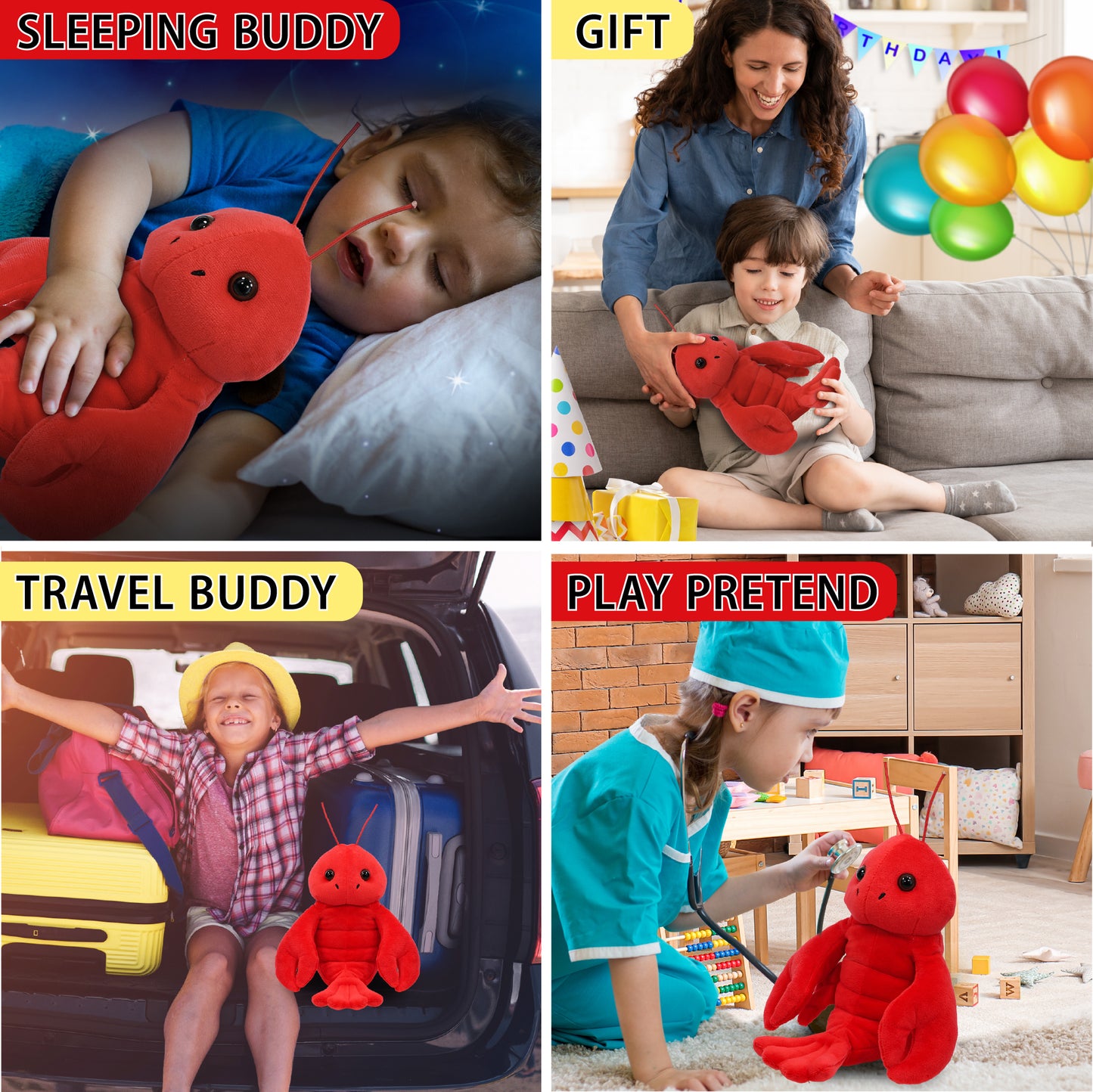 SUPER SOFT PLUSH - SITTING LOBSTER 8" - SHORT FUR