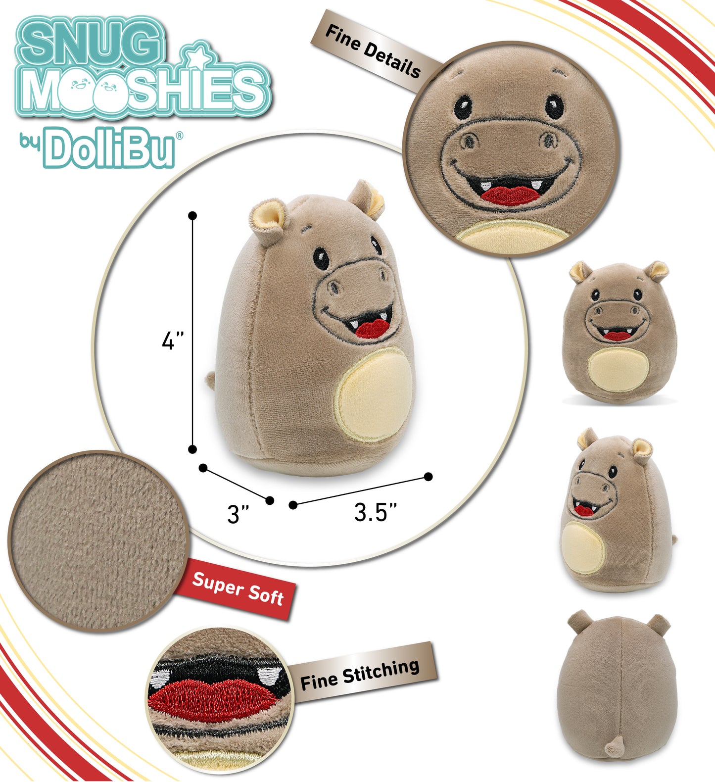 SNUG-MOOSHIES PLUSH - HIPPO 4"