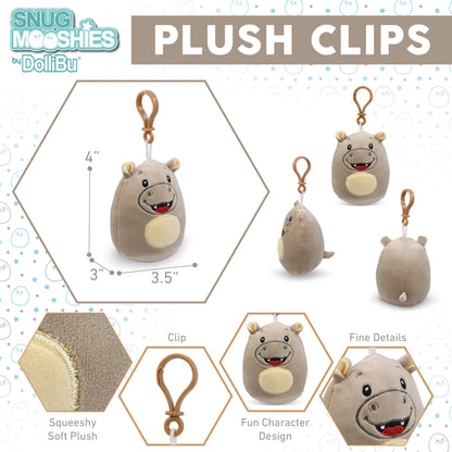 SNUG-MOOSHIES PLUSH CLIPS - HIPPO