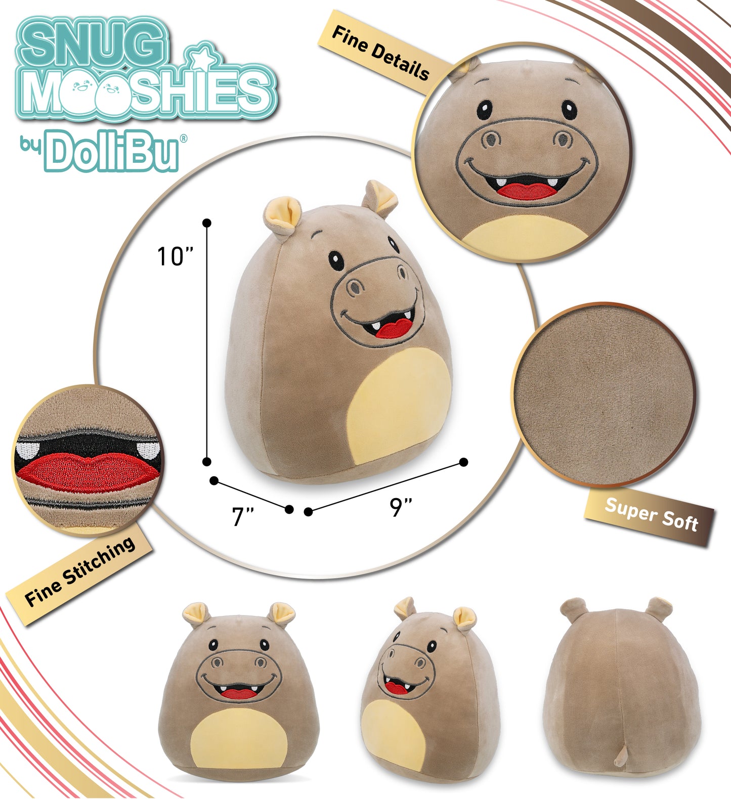SNUG-MOOSHIES PLUSH - HIPPO 10"
