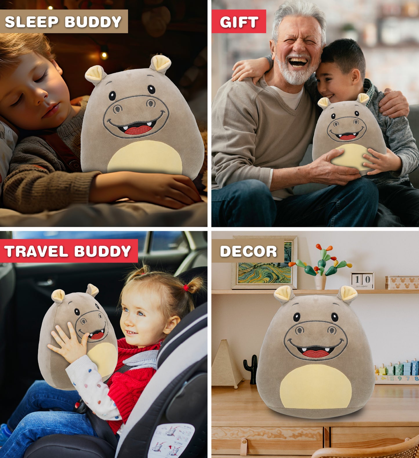 SNUG-MOOSHIES PLUSH - HIPPO 10"
