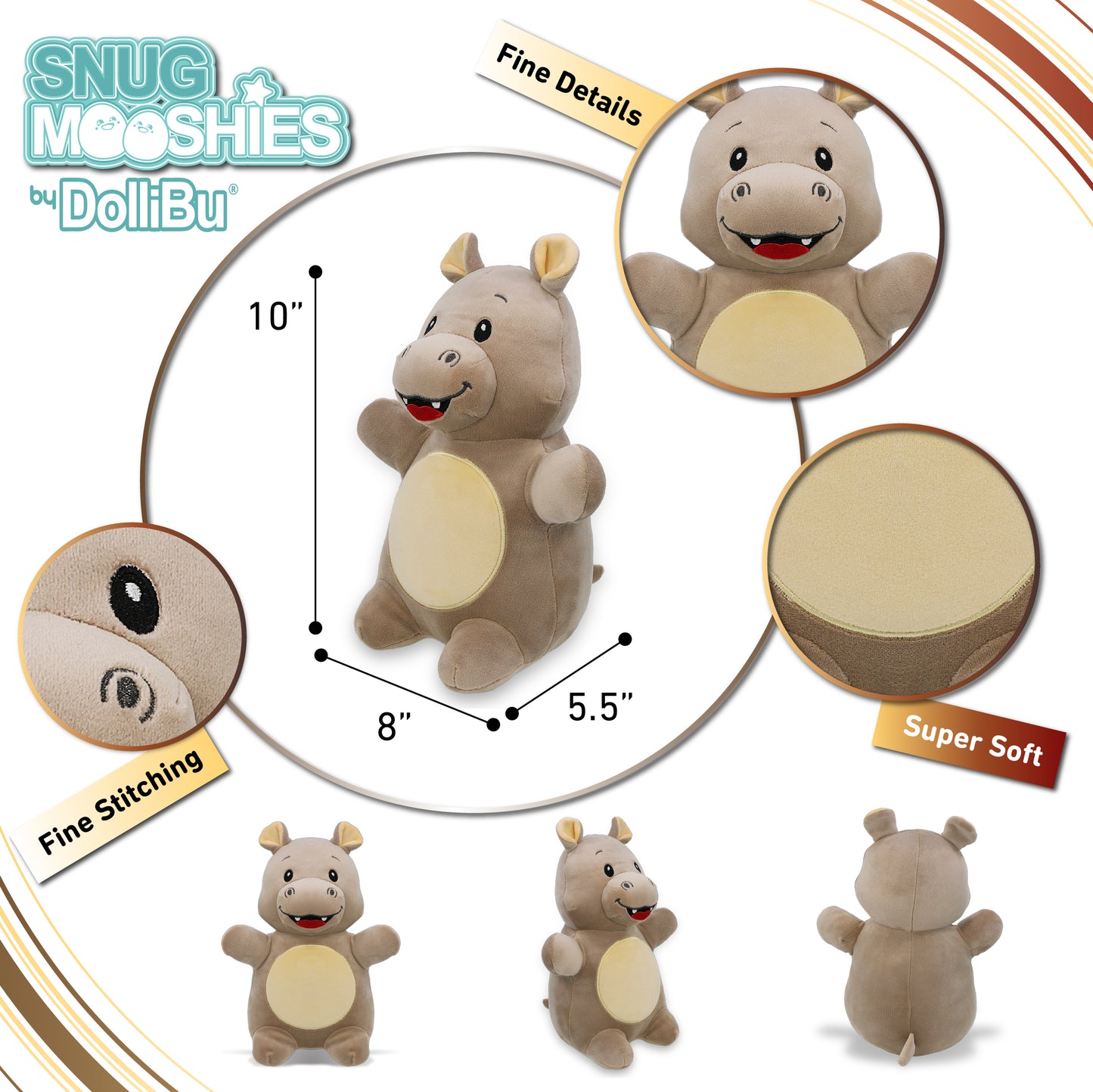 SNUG-MOOSHIES PLUSH - STANDING HIPPO 10"