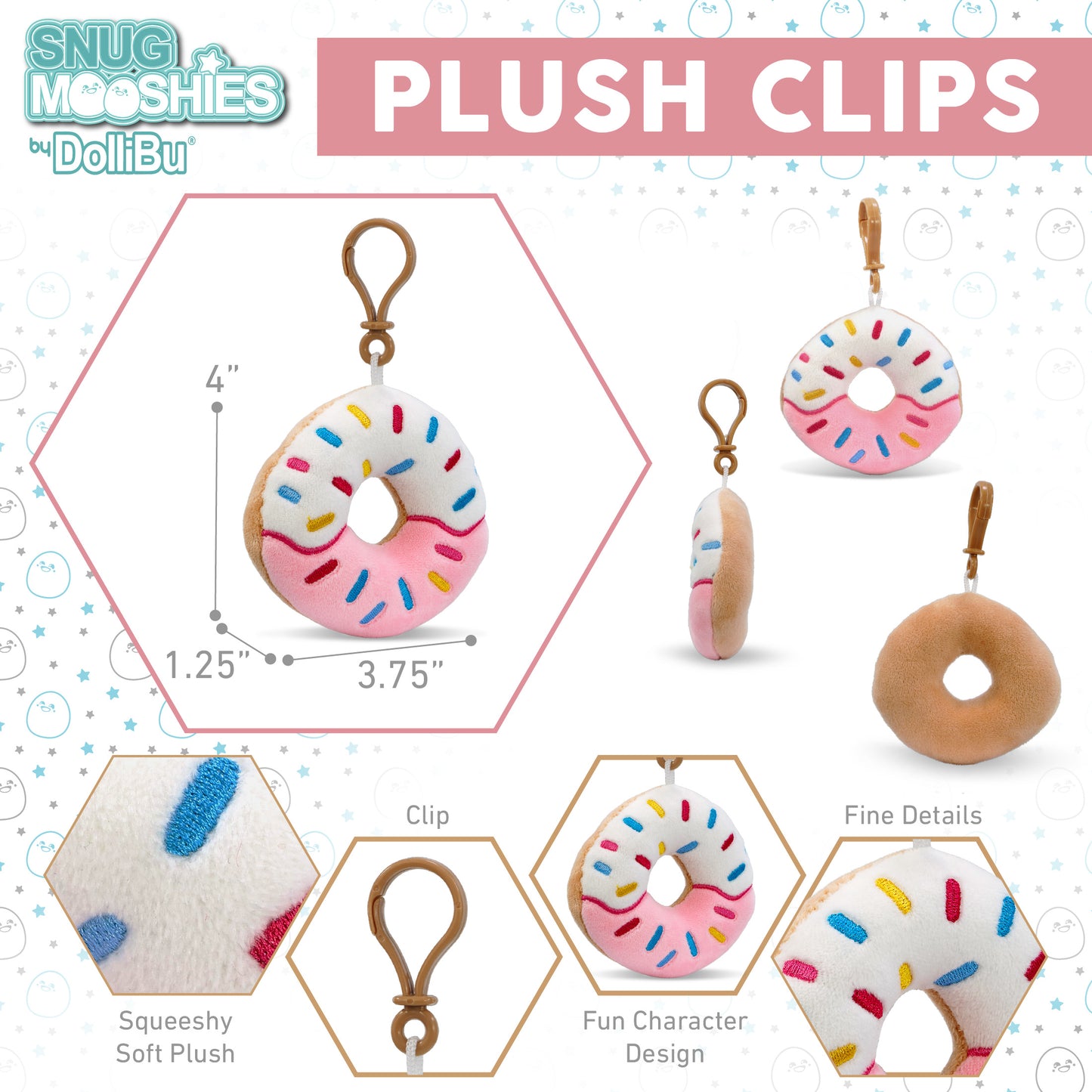 SNUG-MOOSHIES PLUSH CLIPS - DONUT