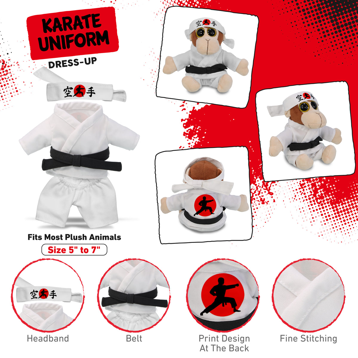 PLUSH DRESS-UP - KARATE UNIFORM - FITS 5 - 7 INCH PLUSH