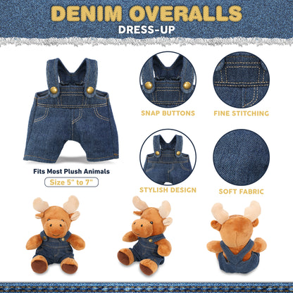 PLUSH DRESS-UP - DENIM OVERALLS - FITS 5 - 7 INCH PLUSH