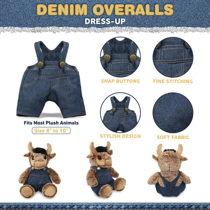 PLUSH DRESS-UP - DENIM OVERALLS - FITS 8 - 10 INCH PLUSH