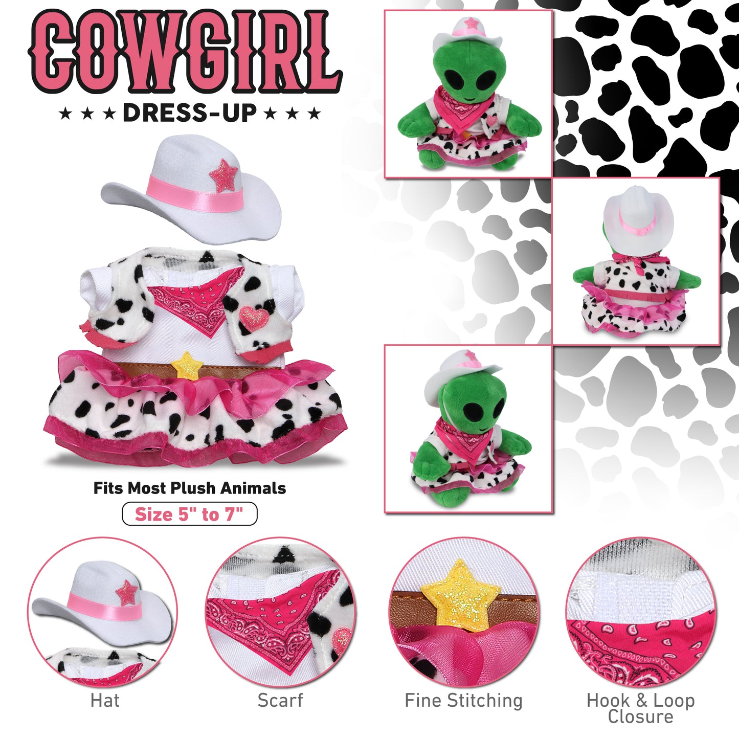 PLUSH DRESS-UP - COWGIRL OUTFIT - FITS 5 - 7 INCH PLUSH