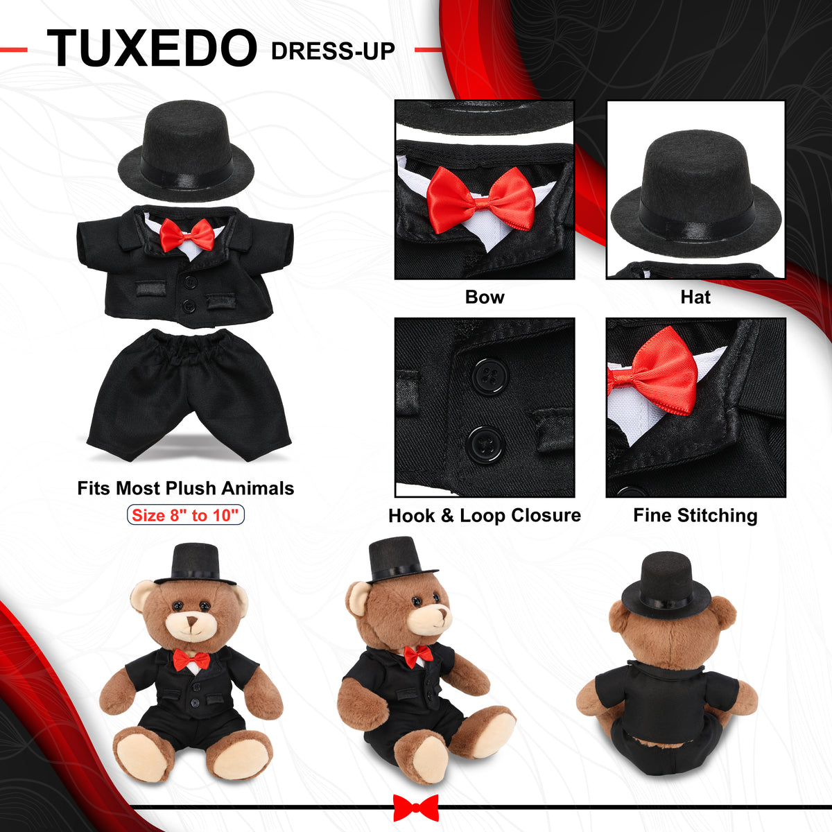PLUSH DRESS-UP - TUXEDO OUTFIT - FITS 8 - 10 INCH PLUSH