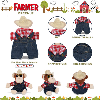 PLUSH DRESS-UP - FARMER OUTFIT - FITS 5 - 7 INCH PLUSH