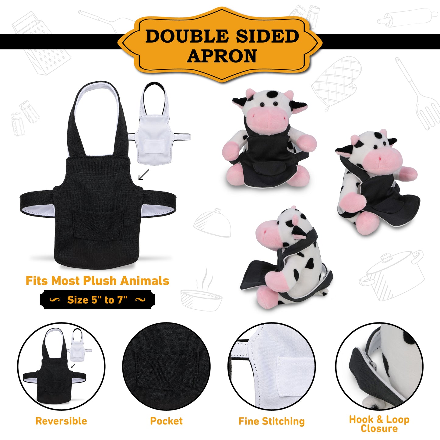 PLUSH DRESS-UP -  DOUBLE SIDED APRON - FITS 5 - 7 INCH PLUSH