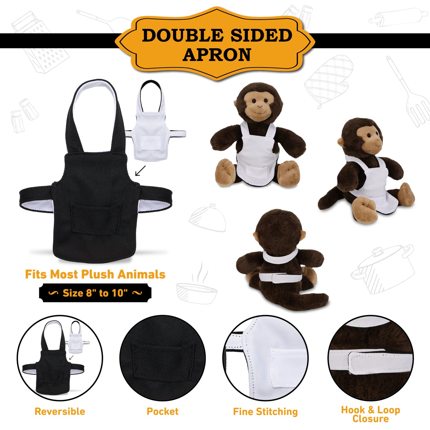 PLUSH DRESS-UP - DOUBLE SIDED APRON - FITS 8 - 10 INCH PLUSH