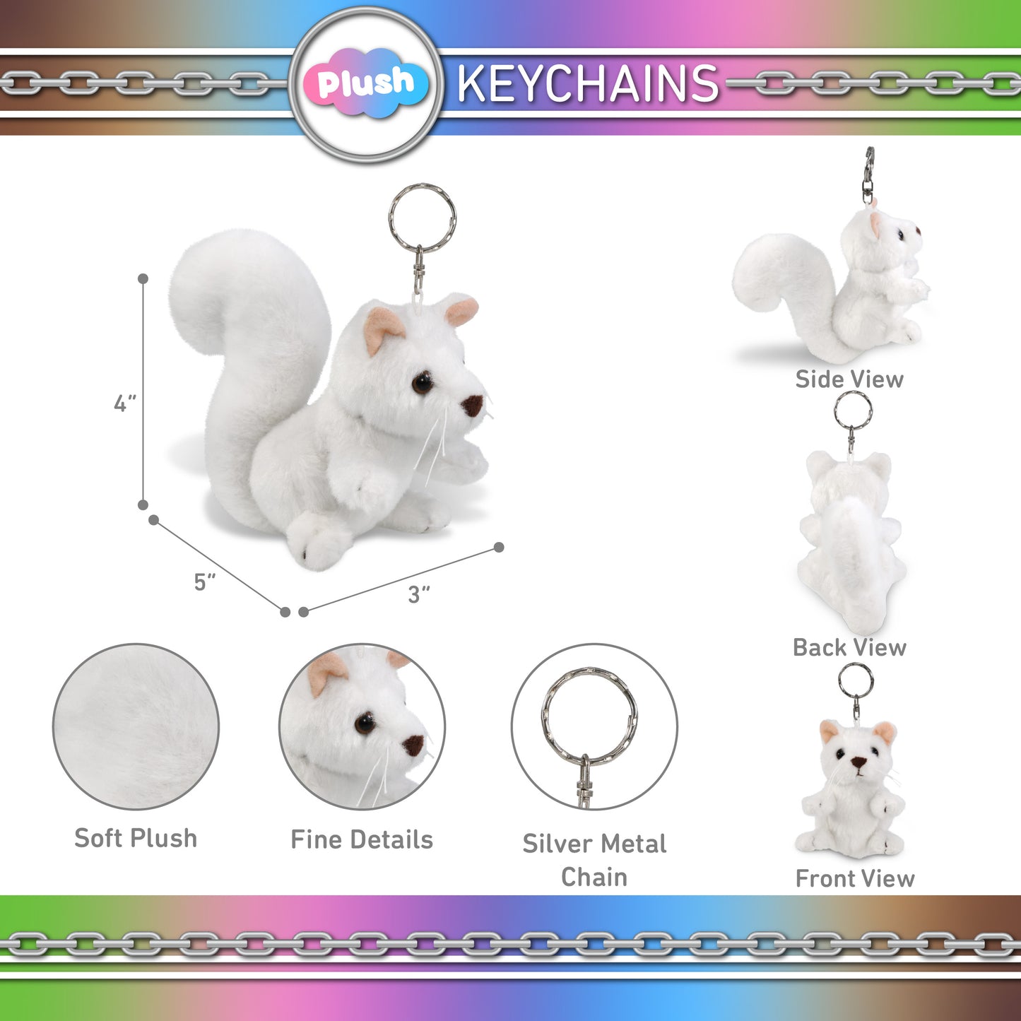 PLUSH KEYCHAIN - WHITE SQUIRREL
