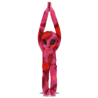 SUPER SOFT PLUSH - PINK TIE-DYE LONG ARM HANGING ALIEN