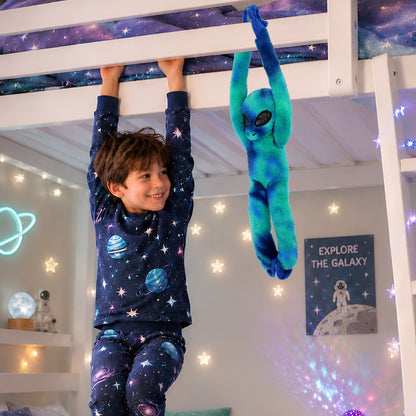 SUPER SOFT PLUSH - BLUE TIE-DYE LONG ARM HANGING ALIEN