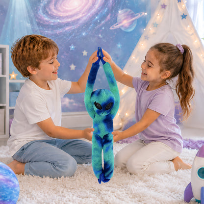 SUPER SOFT PLUSH - BLUE TIE-DYE LONG ARM HANGING ALIEN