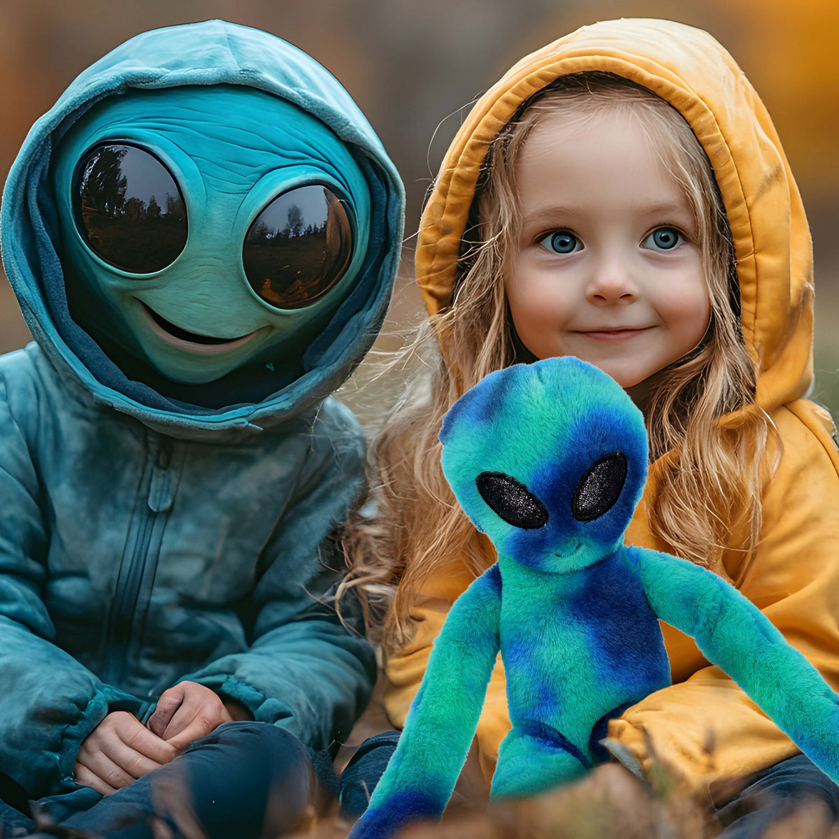 SUPER SOFT PLUSH - BLUE TIE-DYE LONG ARM HANGING ALIEN