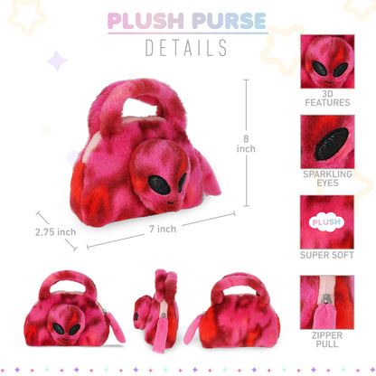 SUPER-SOFT PLUSH HAND BAG - PINK TIE-DYE ALIEN