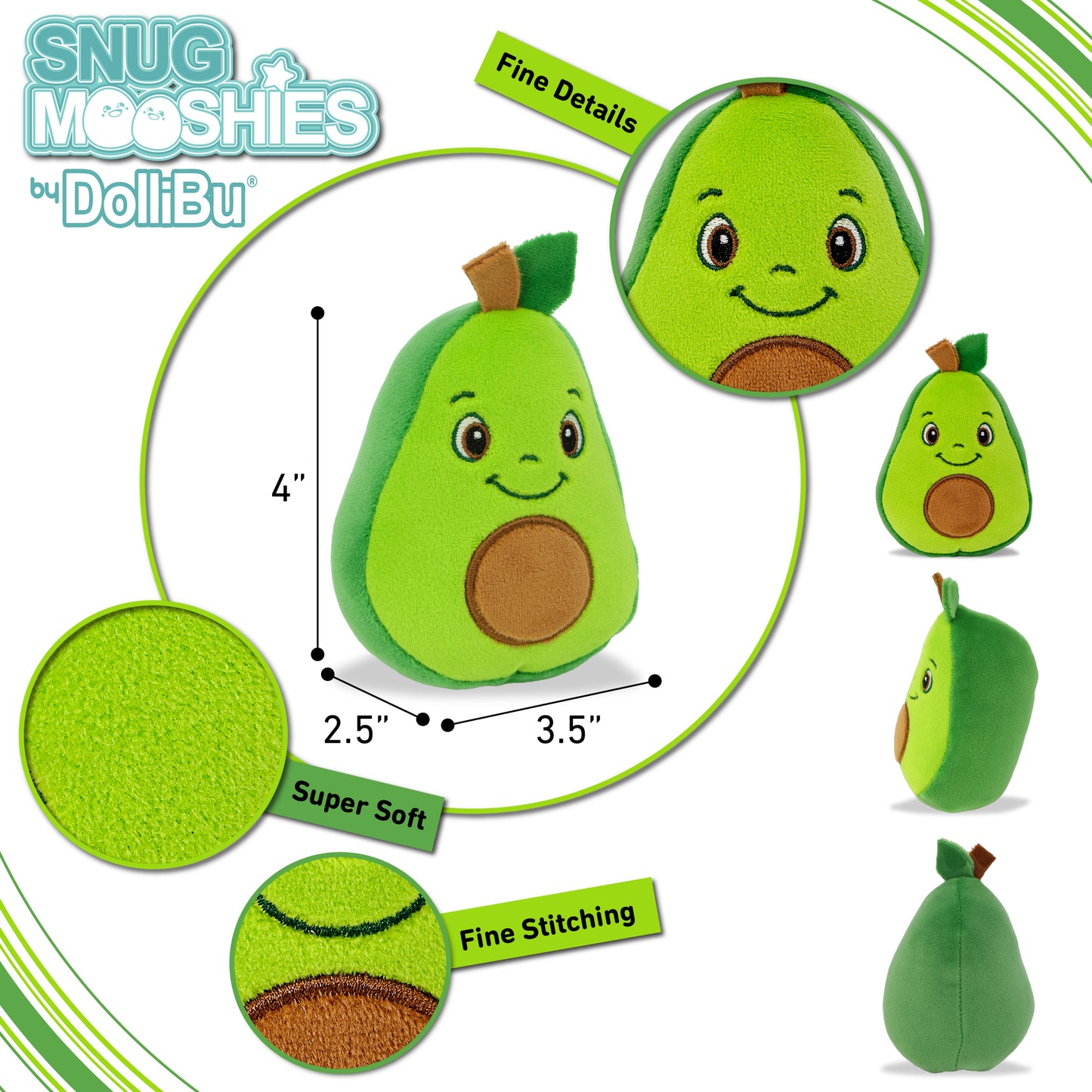 SNUG-MOOSHIES PLUSH - AVOCADO 4"